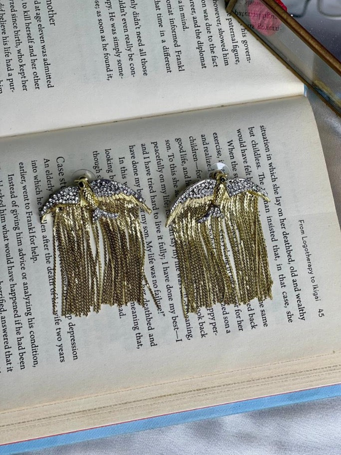 Golden Swan Tassel Earrings